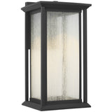 Audley LED Outdoor Lantern Medium Textured Black Distressed Seeded Glass By Generation Lighting 