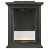 Audley LED Outdoor Lantern Small Antique Bronze Clear Glss By Generation Lighting - Front View