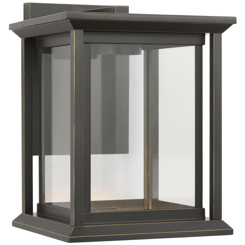Audley LED Outdoor Lantern Small Antique Bronze Clear Glss By Generation Lighting