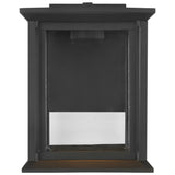 Audley LED Outdoor Lantern Small Textured Black Clear Glass By Generation Lighting  - Front View