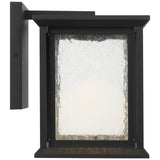 Audley LED Outdoor Lantern Small Textured Black Distressed Seeded Glass By Generation Lighting  - Side View