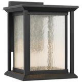 Audley LED Outdoor Lantern Small Textured Black Distressed Seeded Glass By Generation Lighting 