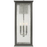 Audley Outdoor Lantern Extra Large Antique Bronze Distressed Seeded Glass By Generation Lighting - Front View