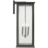 Audley Outdoor Lantern Extra Large Antique Bronze Distressed Seeded Glass By Generation Lighting - Side View