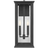Audley Outdoor Lantern Large Textured Black Clear Glass By Generation Lighting - Front View