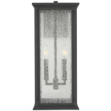 Audley Outdoor Lantern Large Textured Black Distressed Seeded Glass By Generation Lighting - Front View
