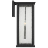 Audley Outdoor Lantern Large Textured Black Distressed Seeded Glass By Generation Lighting - Side View
