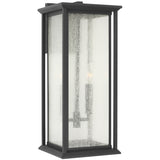 Audley Outdoor Lantern Large Textured Black Distressed Seeded Glass By Generation Lighting