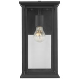 Audley Outdoor Lantern Medium Textured Black Clear Glass By Generation Lighting - Front View