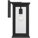 Audley Outdoor Lantern Medium Textured Black Clear Glass By Generation Lighting - Side View