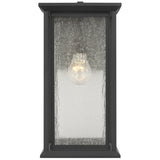 Audley Outdoor Lantern Medium Textured Black Distressed Seeded Glass By Generation Lighting - Front View