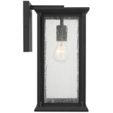 Audley Outdoor Lantern Medium Textured Black Distressed Seeded Glass By Generation Lighting - Side View