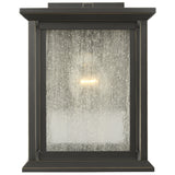 Audley Outdoor Lantern Small Antique Bronze Distressed Seeded Glass By Generation Lighting - Front View