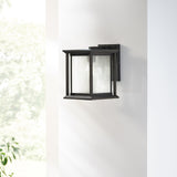 Audley Outdoor Lantern Small Antique Bronze Distressed Seeded Glass By Generation Lighting - Lifestyle View
