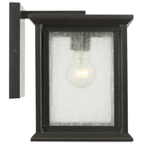 Audley Outdoor Lantern Small Antique Bronze Distressed Seeded Glass By Generation Lighting - Side View