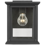 Audley Outdoor Lantern Small Textured Black Clear Glass By Generation Lighting - Front View