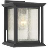 Audley Outdoor Lantern Small Textured Black Distressed Seeded Glass By Generation Lighting