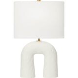 Aura Table Lamp — 14", White Linen, Matte White Ceramic