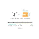 Aurora Solar String Lights - dimensions diagram