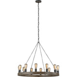 Avenir Chandelier — 36", Weathered Oak Wood / Antique Forged Iron