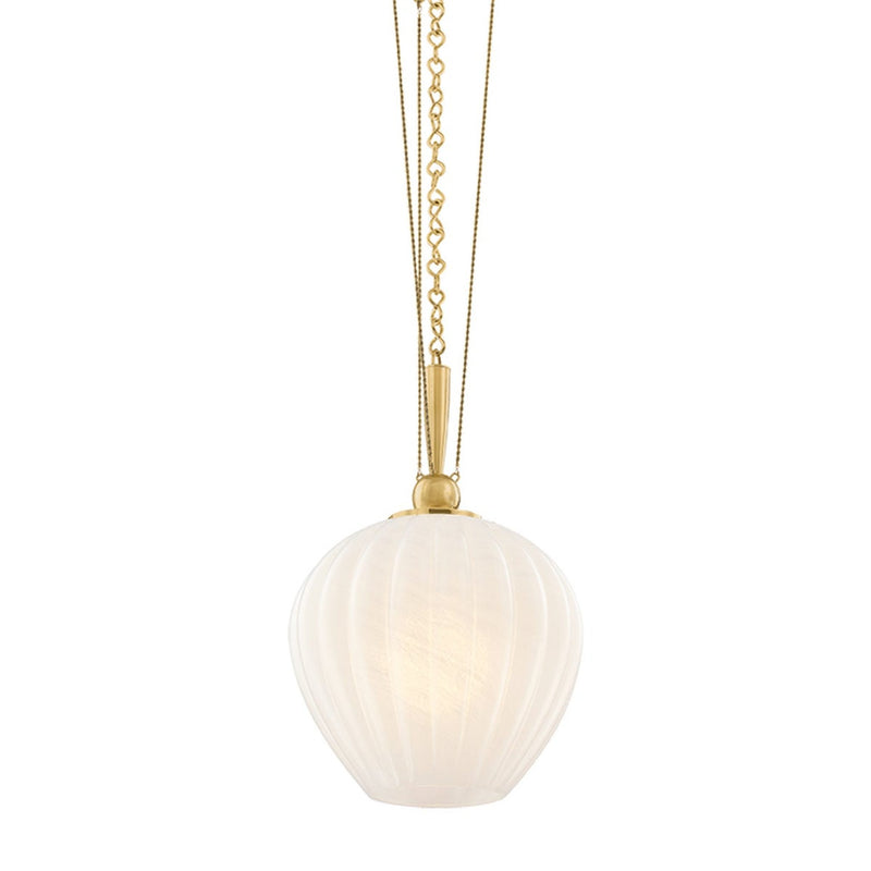 Azurite Pendant - Small in Vintage Polished Brass by Corbett
