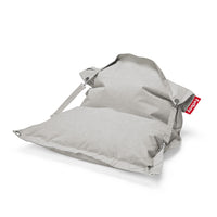 Light grey woven lounger bean bag with adjustable straps and metal eyelet grommets — Buggle-up Olefin Bean Bag by Fatboy