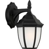 Bakersville Curve Outdoor Wall Lantern — 6.5 Inch, Black with Satin Etched Glass