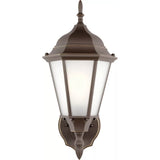 Bakersville Curve Outdoor Wall Lantern — 7.75 Inch, Antique Bronze with Satin Etched Glass