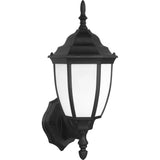 Bakersville Curve Up Outdoor Wall Lantern — Black with Smooth White Glass