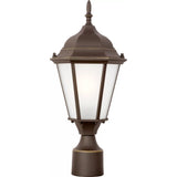 Bakersville Flat Post Lantern — Antique Bronze with Satin Etched Glass