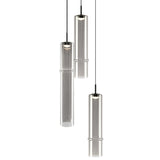 Bambu 3 Light Suspension Matte Black Smoked Glass By Matteo - Front View