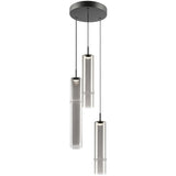 Bambu 3 Light Suspension Matte Black Smoked Glass By Matteo