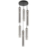 Bambu 6 Light Suspension Matte Black Smoked Glass By Matteo
