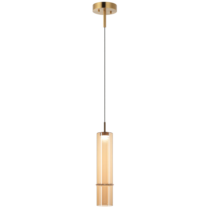 Bambu Pendant Light Small Aged Gold Brass Amber Glass By Matteo