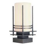 Banded Pier Mount Outdoor Post Lantern, shown in Coastal Natural Iron, by Hubbardton Forge