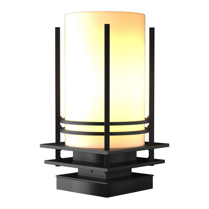 Banded Pier Mount Outdoor Post Lantern in Coastal Black by Hubbardton Forge