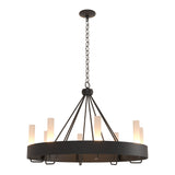 Banded Ring Chandelier in Black, Frosted Glass by Hubbardton Forge