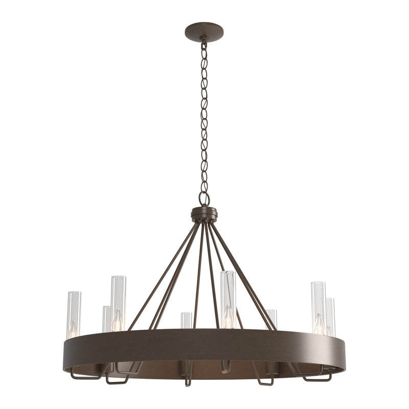 Banded Ring Chandelier in Bronze, Clear Glass by Hubbardton Forge