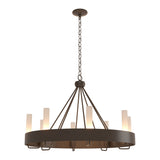Banded Ring Chandelier in Bronze, Frosted Glass by Hubbardton Forge