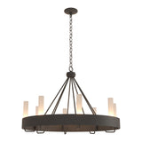 Banded Ring Chandelier in Natural Iron, Frosted Glass by Hubbardton Forge