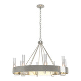 Banded Ring Chandelier in Sterling, Clear Glass by Hubbardton Forge