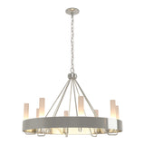 Banded Ring Chandelier in Sterling, Frosted Glass by Hubbardton Forge