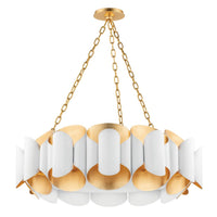 Banks Chandelier - Gold Leaf with White by Hudson Valley