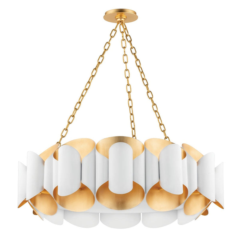 Banks Chandelier - Gold Leaf with White by Hudson Valley