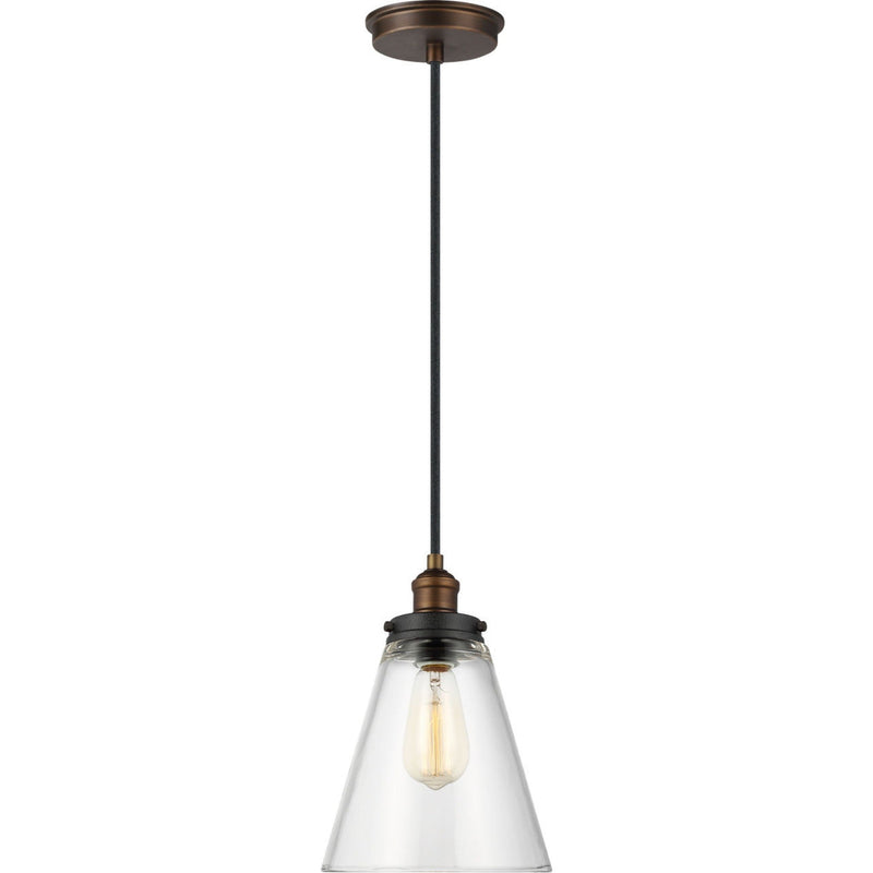 Baskin Cone Pendant — 8 1/2", Painted Aged Brass / Dark Weathered Zinc