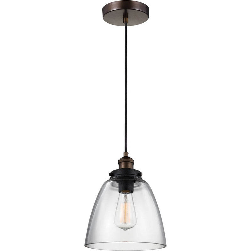 Baskin Dome Pendant — 9", Painted Aged Brass / Dark Weathered Zinc