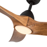 Baylor Carved Wood Blade Fan Matt Black Natural Oak Wood Large By Kuzco Detailed View