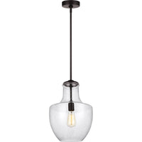 Baylor Pendant — 12", Clear Seeded, Oil Rubbed Bronze