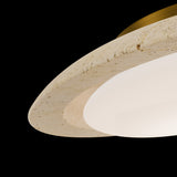 Beige Travertine-Aged Brass Saturno Flush Mount by Modern Forms in Zoomed View