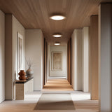 Beige Travertine-Aged Brass Saturno Flush Mount by Modern Forms in Gallery Area